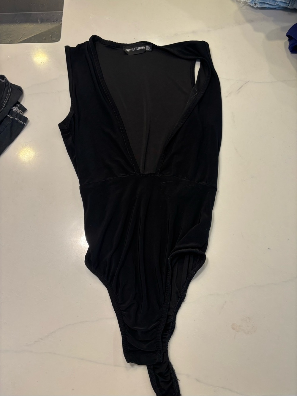 PrettyLittleThing Black Deep V One-Piece Bodysuit